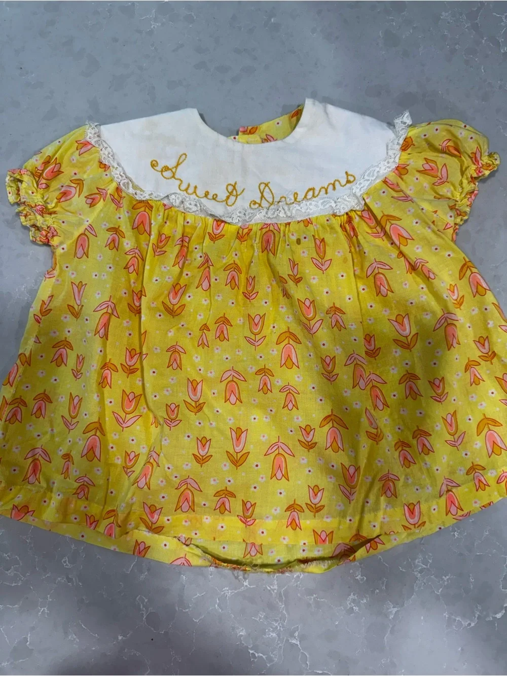 1960’s Vintage Sweet Dreams Yellow Floral Baby Top